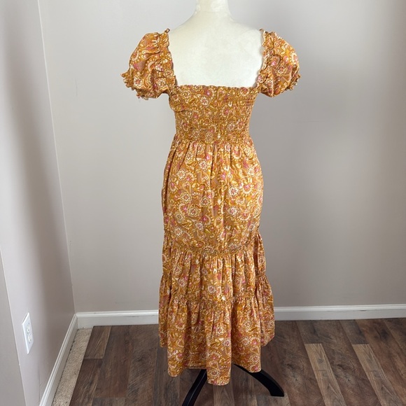 o.p.t. Tuckernuck OPT Daphne Midi Dress Smocked Floral Square Neck Puff Sleeve S - Picture 7 of 16